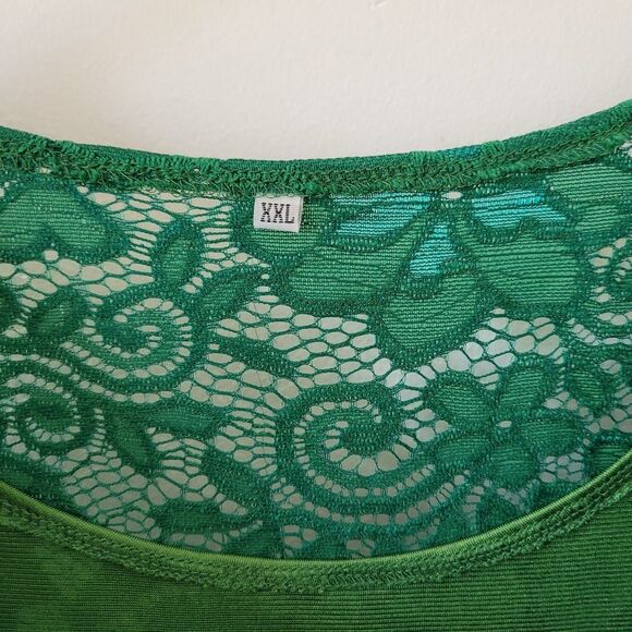 Emerald Green Lace Maxi Dress Plus Size XXL Sleeveless Pockets Formal Wedding - Picture 7 of 9